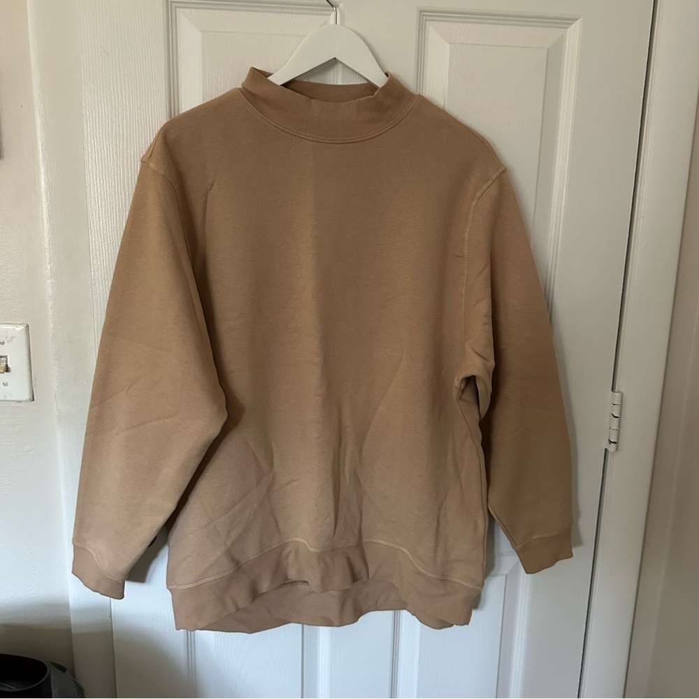 Tan Oversized Crewneck Sweatshirt